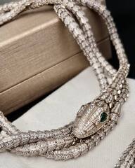 84042- Колье-чокер ЗМЕЯ -SERPENTI тройная из стали, качество lux