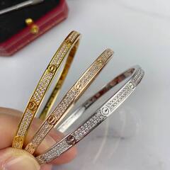 16237- Браслет LOVE тонкий в обсыпке из цирконов, lux качество VGOLD