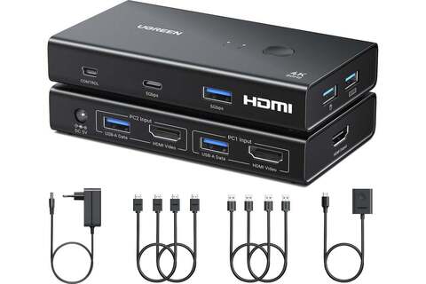 Переключатель  UGREEN AK502 (45452) HDMI 2.0 KVM Switch 2 In 1 Out, черный