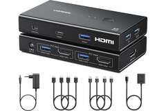 Переключатель  UGREEN AK502 (45452) HDMI 2.0 KVM Switch 2 In 1 Out, черный