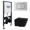 Abber AC1201MB-AC0105-AC0120 Комплект подвесной унитаз Abber Rechteck AC1201MB черный матовый с инсталляцией AC0105 и кнопкой AC0120 хром
