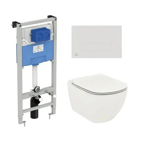 Ideal Standard T3868V1/121AC Промо-набор 3 в 1 (Унитаз T0079V1 и сиденье T3527V1 TESI, инсталляция R020467 PROSYS, панель смыва R0121AC OLEAS)