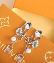 27046-Серьги из латуни в стиле LOUIS VUITTON вставки муранское стекло