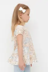 туника  для девочки  КР 302745-1/песчаный,зайчики и ромашки к563