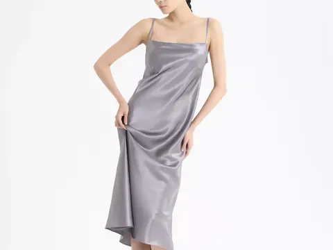 Шелковое платье-комбинация Mollen серебристо-серое