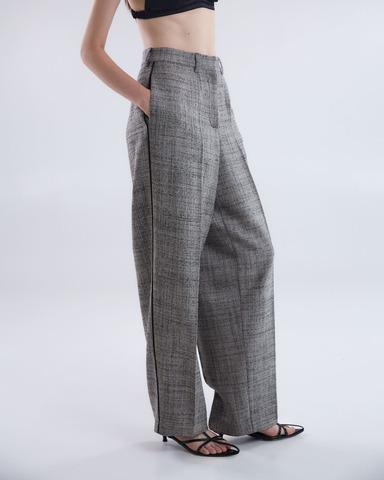 Брюки из шерсти Стелла Маккартни канва черно-серый