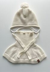 Зимний комплект шапка с манишкой (экрю)