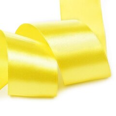 
          Декоративная лента атласная для декора и упаковки, 5 см, намотка 25 ярдов, цвет ярко-жёлтый №016