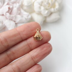 Подвеска Капкейк с фианитами 14*10 мм, позолота, П172