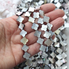 Перламутр натуральный стальной, клевер 12 мм, 1 нить, ПР109