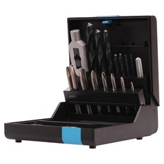 Набор метчиков однопроходных M3 -M12 HSS-G DIN352 (+ вороток, сверла) 15пр Volkel 47601