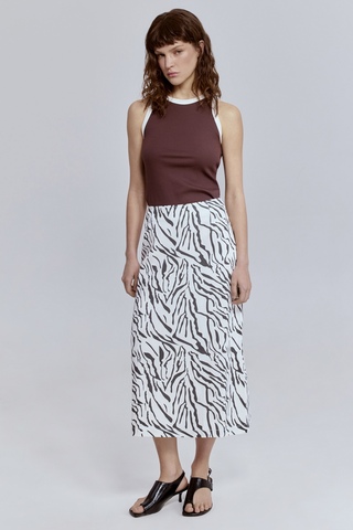 Юбка из легкого денима с анималистичным принтом зебра