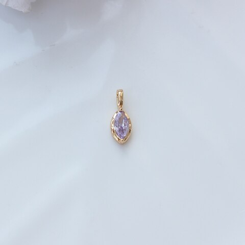 Подвеска Маркиз со светло-сиреневым фианитом, 14*5 мм, позолота, П397