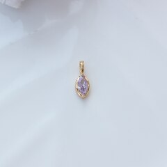 Подвеска Маркиз со светло-сиреневым фианитом, 14*5 мм, позолота, П397