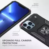 Противоударный чехол Strong Armour Case с кольцом для iPhone 15 Pro Max (Черный)