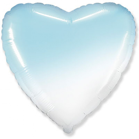 Шар сердце голубой, белый градиент, 45 см
