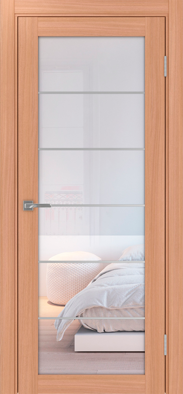 Дверь межкомнатная Оптима Порте Турин 501.2 АСС молдинг SC, цвет темный ясень, экошпон, стекло прозрачное