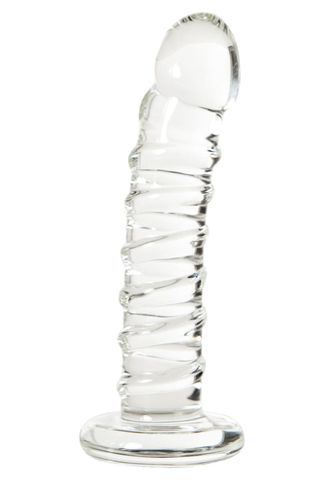 Фаллос со спиралевидным рельефом из прозрачного стекла - 14 см. - Sexus Sexus Glass 912179