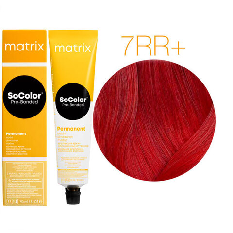 Matrix SoColor Pre-Bonded 7RR+ блондин глубокий красный, стойкая крем-краска для волос