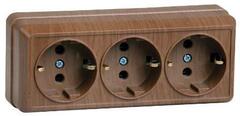 Розетка 3-м ОП Олимп без заземл. сосна UNIVersal 1172