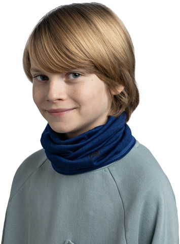 Тонкий шерстяной шарф-труба детский Buff Merino Lightweight Solid Cobalt фото 2