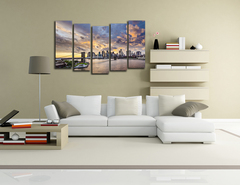 Модульная картина "Вечерний Бруклинский мост"