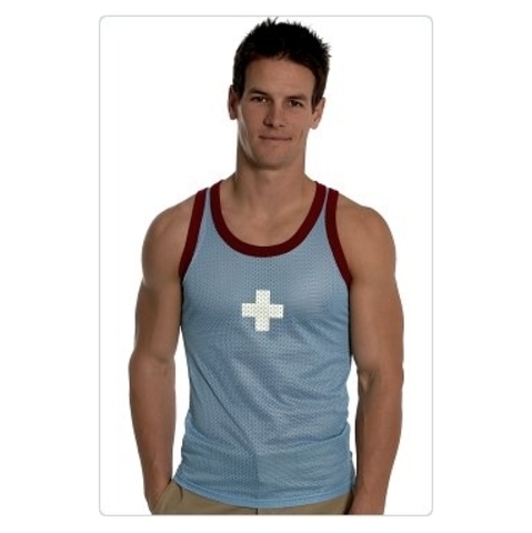 Майка спортивная в сетку голубая Andrew Christian Sport Mesh Tank Blue AC16