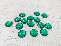 Стразы пришивные акрил, d 1,6 см, изумруд