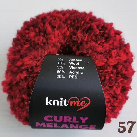 KNIT ME CURLY MELANGE KCM57, Яркий красный