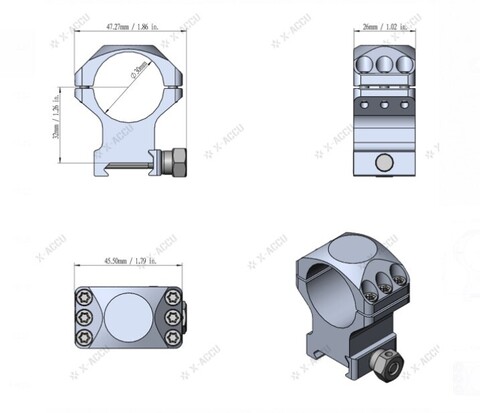 Кольца VO X-ACCU 30 мм Н-17 (Weaver 17 мм)