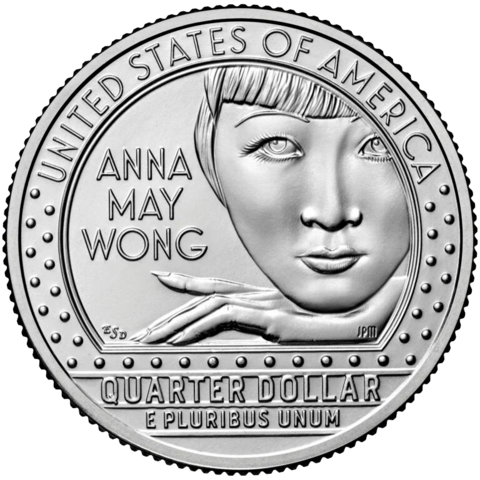 25 центов Женщины Америки Киноактриса Анна Мэй Вонг  ( 1/4 доллара, квотер )   США 2022 год Двор D