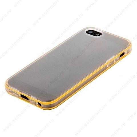 Накладка силиконовый TPU для Apple iPhone SE/ 5s/ 5C/ 5 белый с двумя оранжевыми полосами в упаковке
