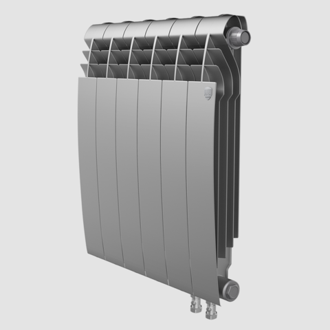 Биметаллический радиатор с правым нижним подключением  Biliner 350 V Silver Satin (серебристый)- 4 секции