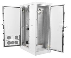 Шкаф уличный всепогодный укомплектованный напольный ЦМО ШТВ-2, IP55, 24U, 1300х1000х600 мм (ВхШхГ), дверь: металл, цвет: серый, (ШТВ-2-24.10.6-43А3-Т1