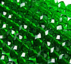 БП022НН68 Хрустальные бусины "рондель", цвет: темно-зеленый прозрачный, 6х8 мм, кол-во: 39-40 шт.