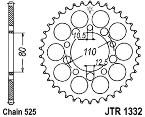 Звезда задняя под 525 цепь, JTR1332.45