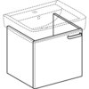 Шкафчик для раковины Geberit Renova Plan, с одной дверью: B=53см, H=46.3см, T=48.3см, матовый белый / меламиновое покрытие, ультраглянцевые белые / пленочное покрытие
