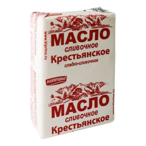 Масло сладкосливочное Крестьянское 72,5% Киприно, 180гр.