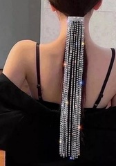 Z043- Заколка для волос на хвост из страз с длинными подвесками