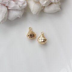 Подвеска Капкейк с фианитами 14*10 мм, позолота, П172