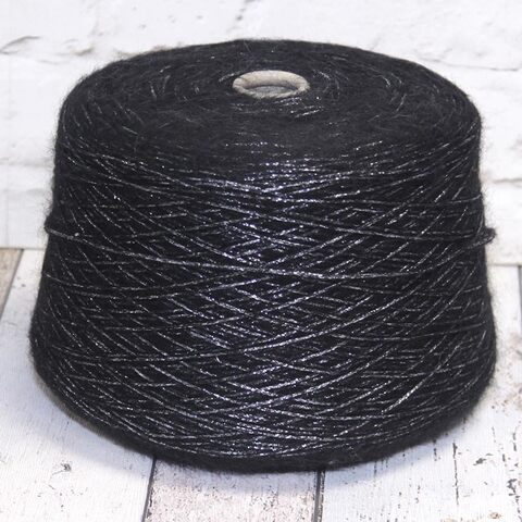 Бэби альпака с люрексом PURA LANA ITALIA / ALPACA GLAMOUR 200 черный с серебром