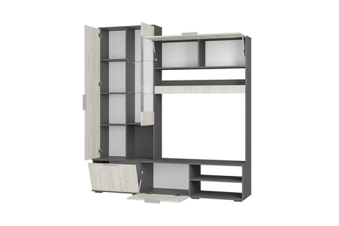 Гостиная Плаза графит / дуб крафт белый