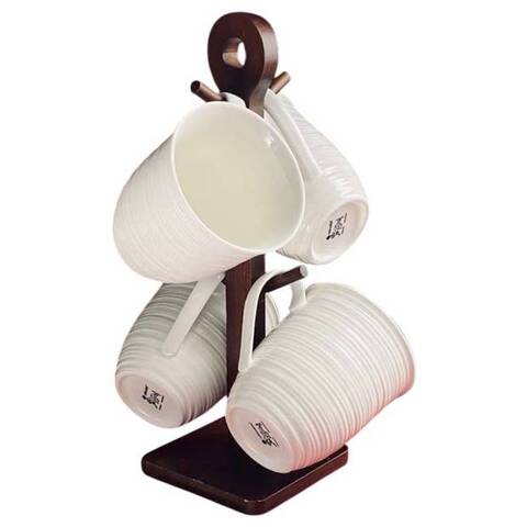 Набор из 4 кружек Lefard Tropical на деревянной подставке, 380 мл - купить