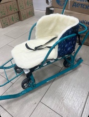 Матрас-сиденье для санок снежинки синий