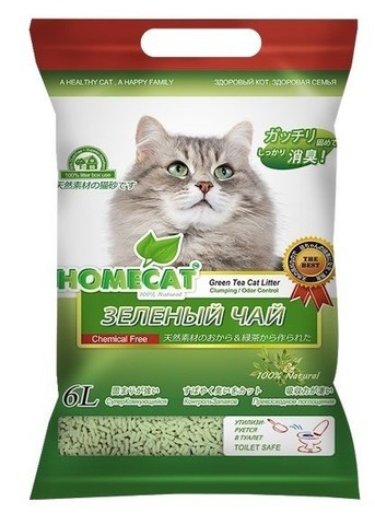 HOMECAT Эколайн комкующийся наполнитель для кошачьих туалетов с ароматом зеленого чая 6л