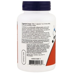 Now Foods, L-тирозин, с повышенной силой действия, 750 мг, 90 растительных капсул