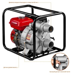 ЗУБР 1000 л/мин, мотопомпа бензиновая для грязной воды (МПГ-1000-80)