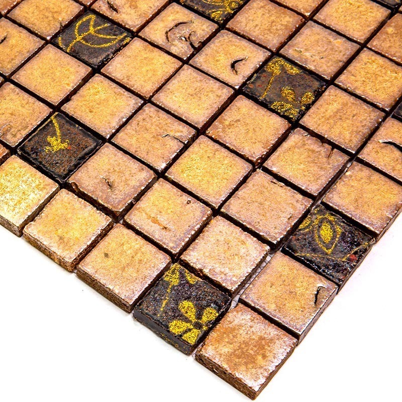 Vint-8-3 Испанская керамическая мозаика Gaudi Vintage коричневый оранжевый квадрат