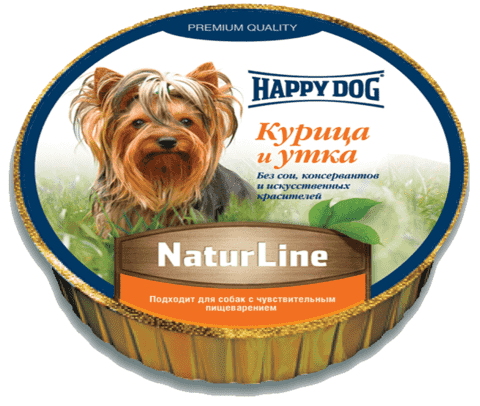 купить Happy Dog NaturLine Курица и утка влажный паштет (ламистер) для щенков и взрослых собак 1 шт