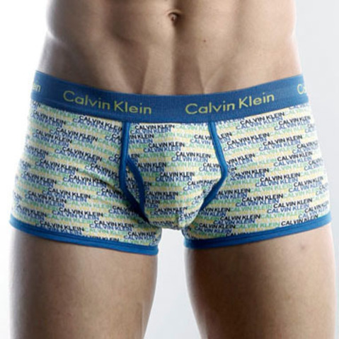 Мужские трусы боксеры с голубой резинкой Calvin Klein 365 print Small Letters